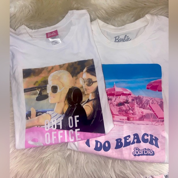 Barbie Tops - BARBIE T-Shirts (2) “Out Of Office” & “I Do Beach” XL - NWOT